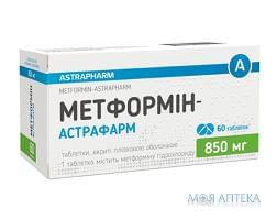 Метформин табл. п/о 850 мг №60 Астрафарм (Украина, Вишневое)