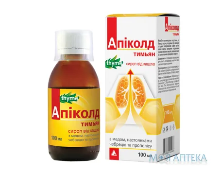 Апіколд Тимьян з медом, настоянками чебрецю та прополісу, сироп 100 мл