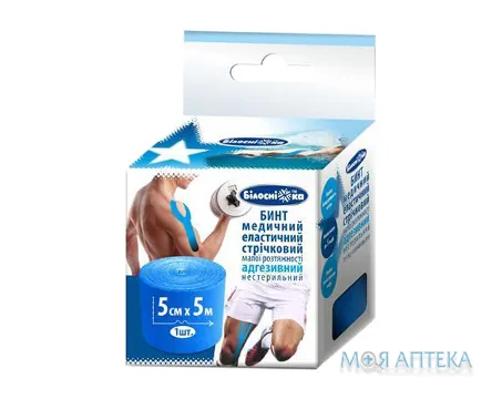 Бинт адгезивний еластичний Білосніжка 5 см х 5 м, синій
