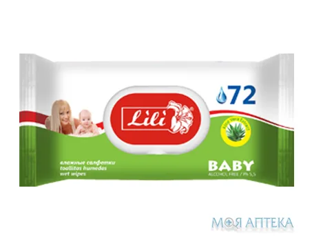 Серветки дитячі LiLi алое дитячі серветки д/очищення №72