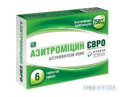 Азитромицин Евро таблетки, п/о по 250 мг №6 (6х1)