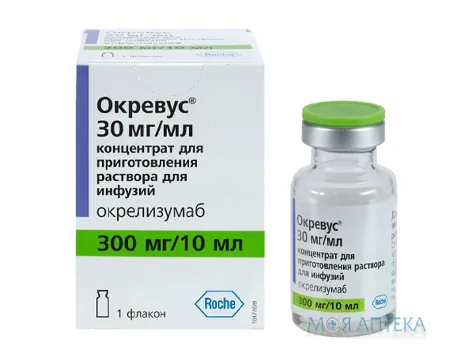 Окревус конц. д/р-ну д/інф. 300 мг/10 мл фл., №1