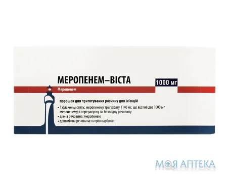 Меропенем Віста порошок д/приг. р-ну д/ін. по 1000 мг у флак. №1