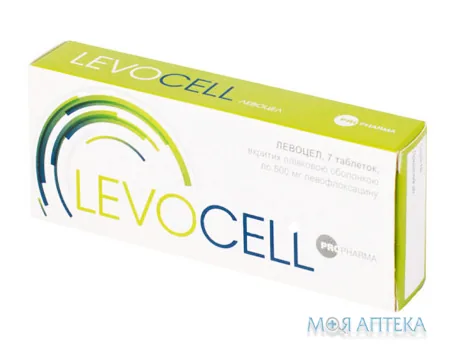 Левоцел таблетки, в/плів. обол. по 500 мг №7