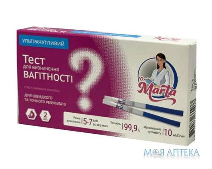 Тест для визначення вагітності Dr.Marta ультрачутливий, тест-полоска №2
