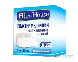 Пластир Dr. House (Доктор Хаус) на тканинній основі 2 см х 500 см в картонній упаковці