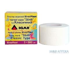 Пластир медичний Ігар RiverPlast Класичний 3 см х 500 см котушка, на бавовняній основі №1