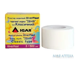 Пластир медичний Igar (Ігар) RiverPlast Класичний 3 см х 500 см котушка, на бавовняній основі №1