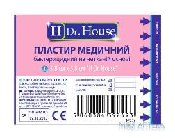 Пластир бактерицидний Dr. House (Доктор Хаус) на нетканій основі 3,8 см х 3,8 см
