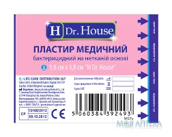 Пластир бактерицидний Dr. House (Доктор Хаус) на нетканій основі 3,8 см х 3,8 см