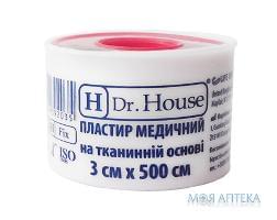 Пластырь Dr. House (Доктор Хаус) на тканевой основе 3 см х 500 см в пластиковом футляре