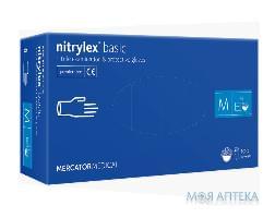 Перчатки Nitrylex PF Basic смотровые нитриловые НЕ припудренные н/с г. М