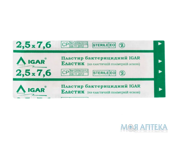 Пластир бактерицидний Igar (Ігар) Еластик на полімерній основі, 2.5х7.6см