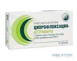Ципрофлоксацин-Астрафарм таблетки, п/плен. обол. по 500 мг №10 (10х1)