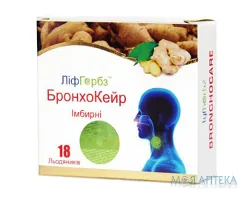 Ліфгербз БронхоКейр льодяники блістер, зі смаком імбиру №18 (9х2)