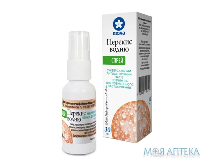 Перекис Водню спрей н/ш, р-н 3%, по 30 мл у флак.