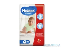 Підгузки Хаггіс (Huggies) Classic 4 (7-18 кг) 14 шт.