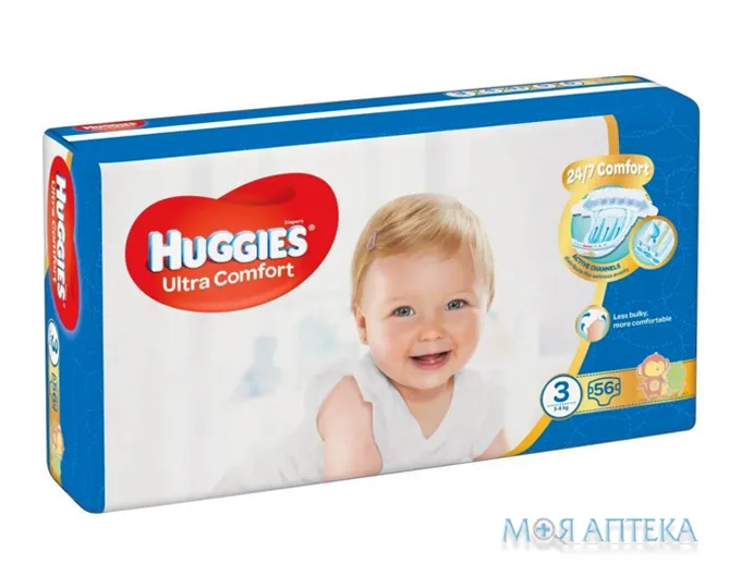 Підгузки Хаггіс (Huggies) Ultra Comfort 3 (4-9 кг) 56 шт.