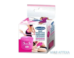 Бинт адгезивний еластичний Білосніжка 5 см х 5 м, рожевий