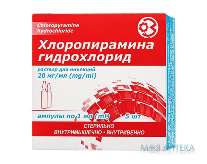 Хлоропіраміну Гідрохлорид розчин д/ін., 20 мг/мл по 1 мл в амп. №5