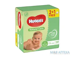 Серветки вологі Хаггіс (Huggies) Natural Care 168 шт (3 х 56 шт)