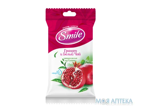 Серветки Вологі Smile Daily Fresh, гранат/чай №15