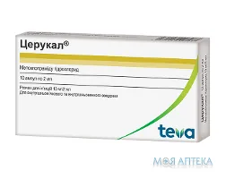 Церукал розчин д/ін., 10 мг/2 мл по 2 мл в амп. №10