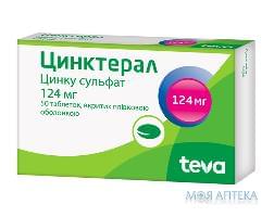 Цинктерал таблетки, в/о, по 124 мг №50 (25х2)