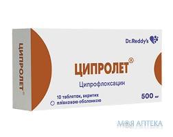 Ципролет таблетки, в/плів. обол., по 500 мг №10 (10х1)