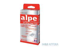 Лейкопластир Alpe (Алпе) прозорий антибактеріальний з іонами срібла класік (76*19 мм) №10
