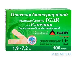 Пластир бактерицидний Igar (Ігар) Еластик на на еласт. полімерн. основі, 1,9 х 7,2 см №100