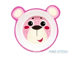 Тарілка Canpol 4/520 Hello Little, з вушками, рожев., миска з мелам. антиковз.