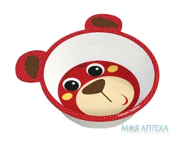 Тарілка Canpol 4/520 Hello Little, з вушками, черв., миска з мелам. антиковз.