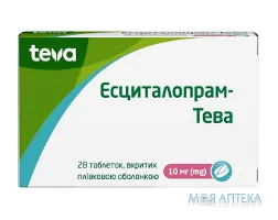Есциталопрам-Тева таблетки, в/плів. обол., по 10 мг №28 (14х2)