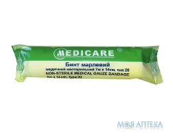 Бинт Марлевий Медичний Нестерильний Medicare, 7 м х 14 см, тип 20 №1