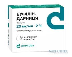 Еуфілін-Дарниця розчин д/ін. 20 мг/мл по 5 мл в амп. №10