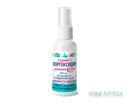 Лосьйон тонік Хлоргексидин спрей, р-н 0,05% по 50 мл у флак.