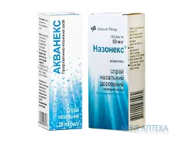 Назонекс спрей наз. доз. фл. 50мкг/доза 140доз (18г) плюс Акванекс спрей наз. фл. 20мл №1