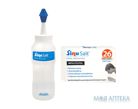 СінуСалт Зсіб для промивання носу флакон з насадкою, саше №26