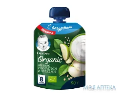 Пюре Gerber (Гербер) яблуко, йогурт, злаки 90 г, пакет