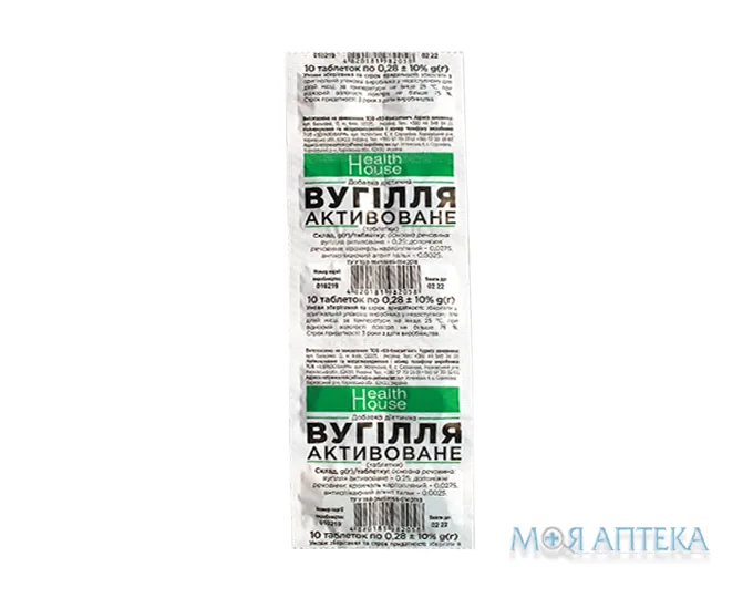 Вугілля Активоване (Health House) Хелз Хаус табл. 0,25 г №10