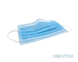 Маска медична МедПласт (MedPlast) 3-х шарова, на резинках, н/стерил. №1