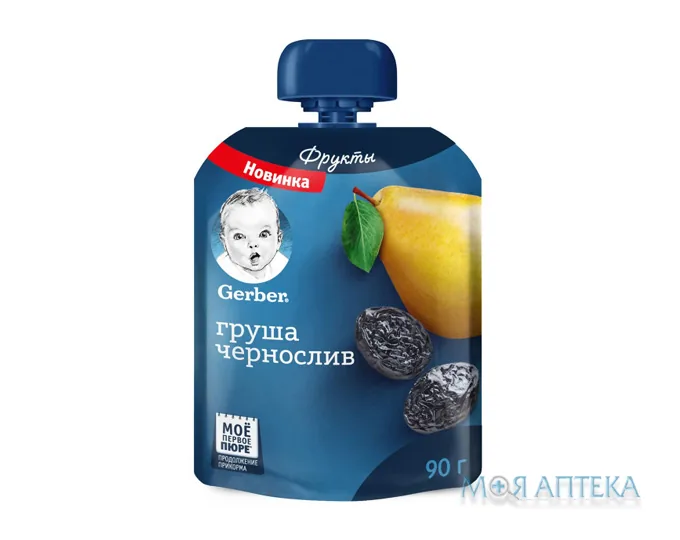 Пюре Gerber (Гербер) груша, чорнослив 90 г, пакет