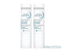 Біодерма Атодерм (Bioderma Atoderm) стік для губ 2х4г (ДУО) №1