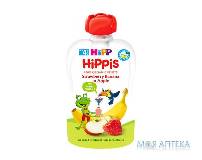 Пюре Фруктовое HiPP HiPPiS (ХиПП ХиППис) яблоко-клубника-банан, пакет 100 г