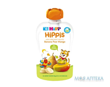 HiPP HiPPiS (Хіпп Хіппіс) Пюре Фруктове банан-груша-манго, пакет 100 г