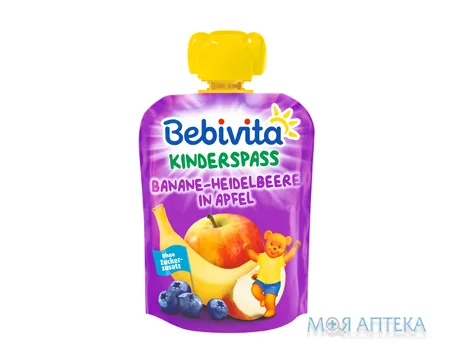Пюре фруктове Bebivita (Бебівіта) Банан-чорниця-яблуко з 12 міс., пакет 90 г