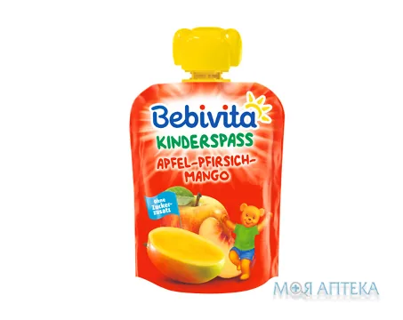 Пюре фруктове Bebivita (Бебівіта) Яблуко-персик-манго з 12 міс., пакет 90 г