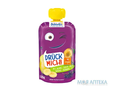 Пюре фруктове Bebivita (Бебівіта) Груша-слива-банан з 12 міс., пакет 120 г