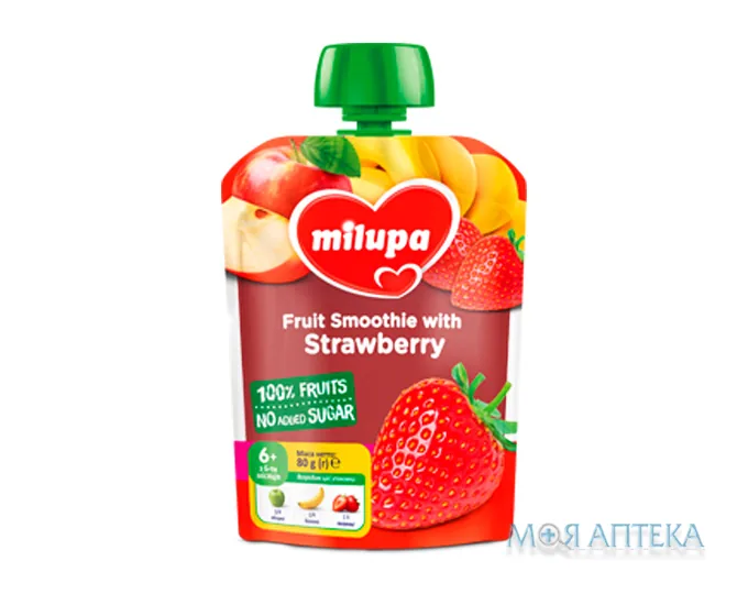 Пюре Milupa (Мілупа) яблуко, банан, полуниця 80 г